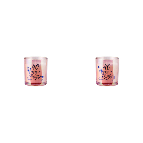 2PK 40th Blue Chrome Candle Vanilla Scented 45hr Burntime Gift Set