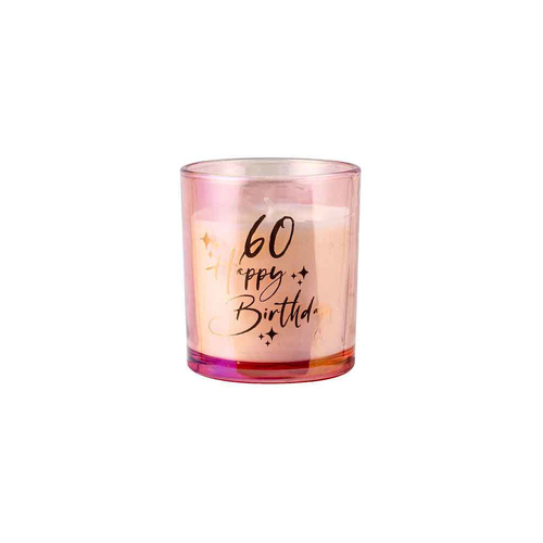 60th Rose Gold Chrome Candle Vanilla Scented 45hr Burntime Gift Set