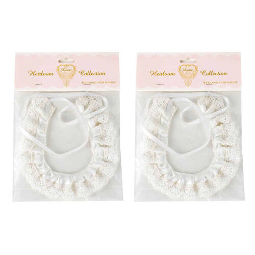 2PK LMD Satin Wedding Horseshoe Bridal Charm Accessory - White