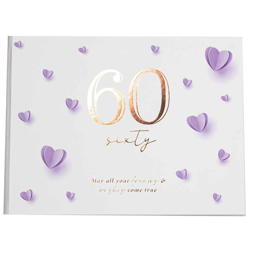 60th Heart Guest Book 23x18cm Novelty/Keepsake Birthday Party Signature Pad