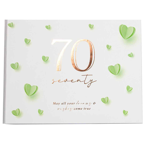 70th Heart Guest Book 23x18cm Novelty/Keepsake Birthday Party Signature Pad