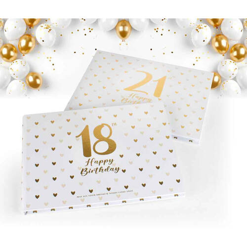 2PK LMD 21st Sweet Heart Guest Book w/ Gold Text Cardboard 23x18cm