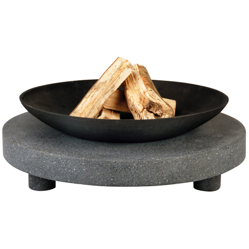 Wildtrak 59cm Fire Pit Bowl w/ 70cm Granito Round Stone Base - Black/Grey