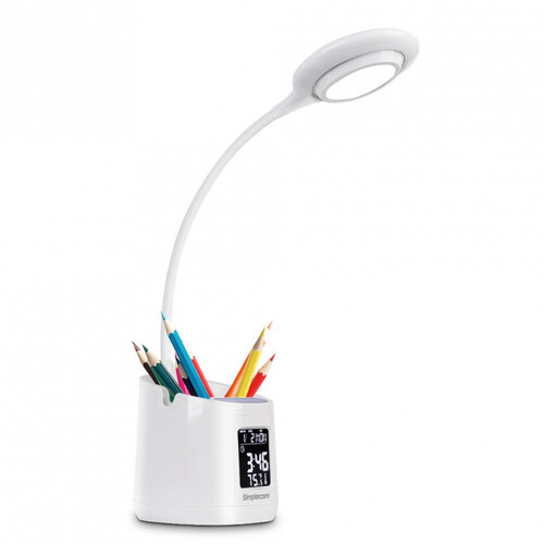 Simplecom EL621 LED Desk Lamp 5W w/ Pen Holder/Digital Clock