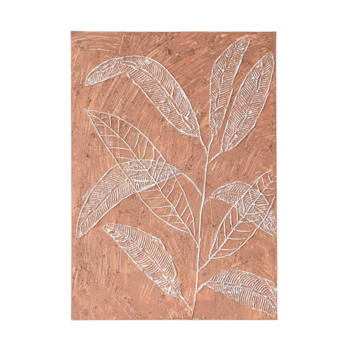 Rayell 50x70cm Premium Edition Artwork Canvas - Leaf Stencil Clay Orange