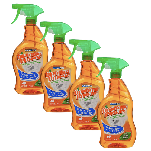 4 x Orange Power Shower, Bathroom & Tile Cleaner 750ml