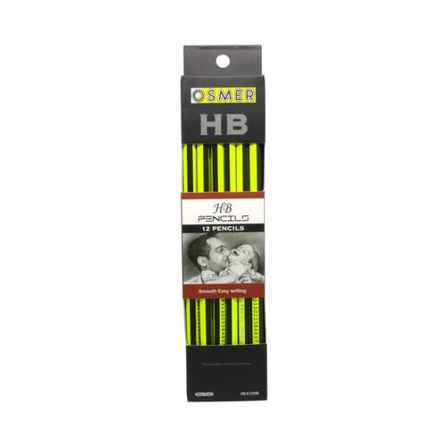 Osmer Wood Case Hexagon Hb Pencil Premium With Eraser Box Of 12 School Office