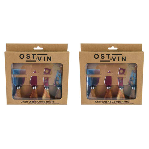 2x 4pc NF Living Acacian Cheese Set Knife Dinnerware/Serveware Brown