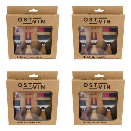 4x 3pc NF Living Acacian Cheese Set 21x17 Knife Dinnerware/Serveware Brown