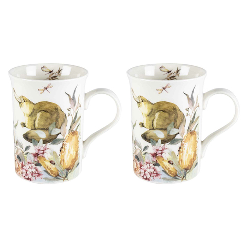 2PK Flora & Fauna Platypus 360ml Ceramic Floral decorated Gift Mug