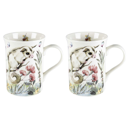 2PK Flora & Fauna Possum 360ml Ceramic Floral decorated Gift Mug
