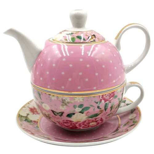 Floral Garden Pink Decorative Ceramic Tea For One Set 350ml/450ml