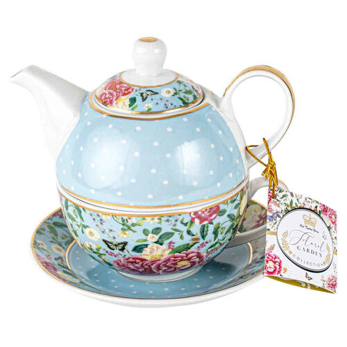 Floral Garden Powder Blue Tea For One Set 350ml/450ml