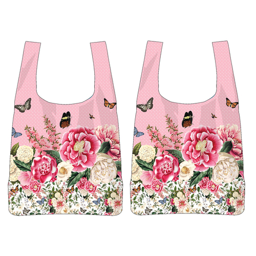 2PK Floral Garden Decorative Tote Bag Pink 65cm x 40cm