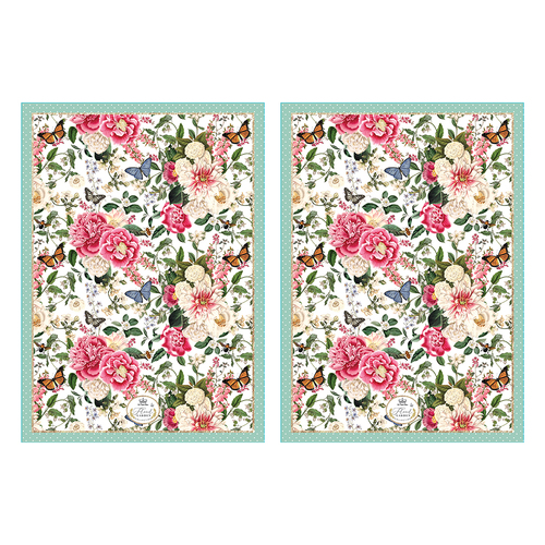 2PK Floral Garden Decorative Printed Mint Kitchen Cooking Tea Towel
