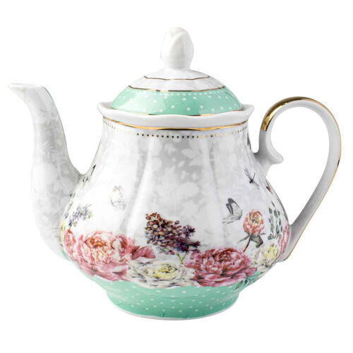 Roses & Butterflies Mint Floral Decorative Teapot 1200ml