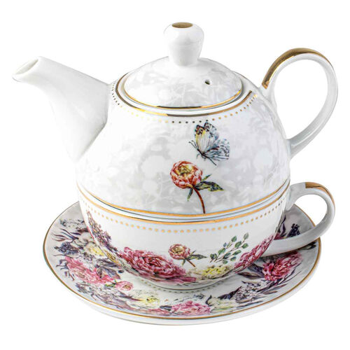Roses & Butterflies Floral Decorative Tea For One Set 450ml