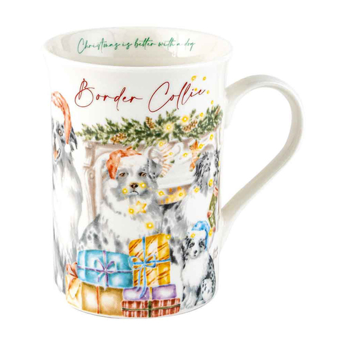 Merry Muddy Paws Border Collie 360ml Coffee Mug New Bone China