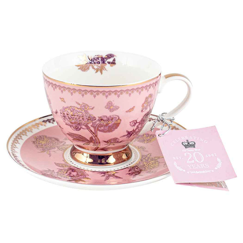 20 Year Roses Tea Cup And Saucer Set Pink 200ml Drinking Cup