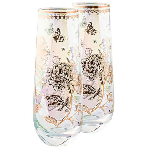 20 Year Roses Stemless Champagne Set Of 2 16cm 180ml
