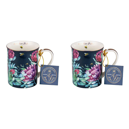 2PK Australian Flora Protea 360ml Coffee Mug New Bone China