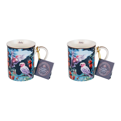 2PK Australian Flora Galah 360ml Coffee Mug New Bone China