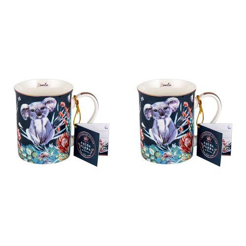2PK Australian Flora Koala 360ml Coffee Mug New Bone China