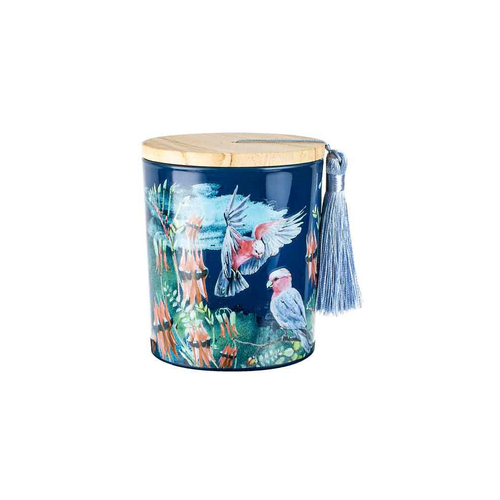 Australiana 300g Vanilla Scented Candle w/ Wood Lid & Tassel - Galah