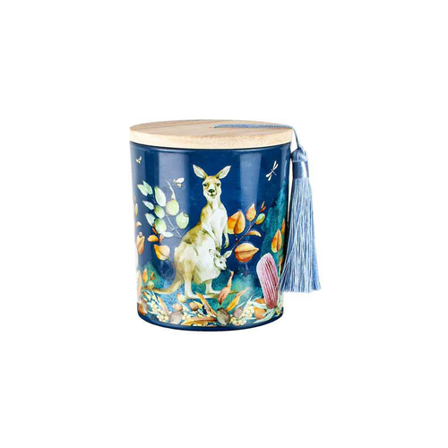 Australiana 300g Vanilla Scented Candle w/ Wood Lid & Tassel - Kangaroo