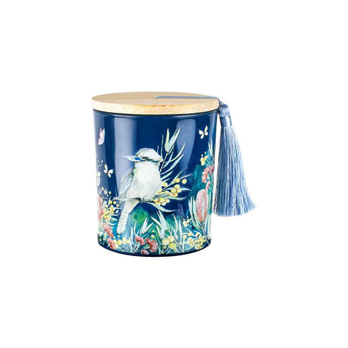 Australiana 300g Vanilla Scented Candle w/ Wood Lid & Tassel - Kookaburra