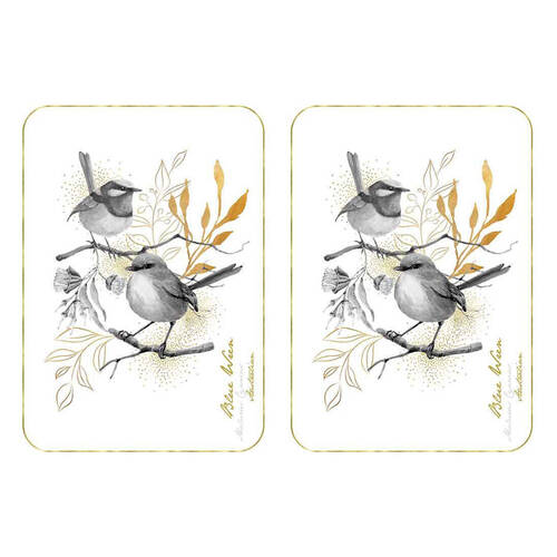 2PK LMD Australian Blue Wren Flora & Fauna 100% Cotton Tea Towel 50x70cm