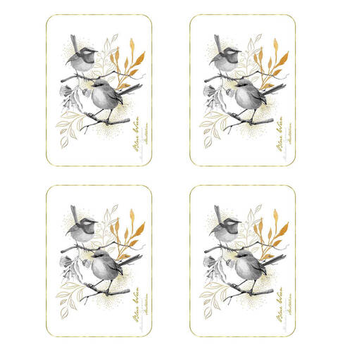4PK LMD Australian Blue Wren Flora & Fauna 100% Cotton Tea Towel 50x70cm