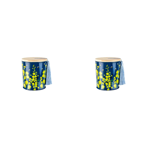 2PK Australiana 300g Vanilla Scented Candle w/ Wood Lid & Tassel - Wattle