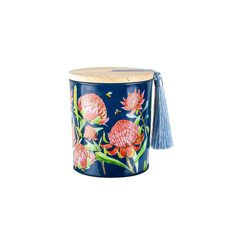 Australiana 300g Vanilla Scented Candle w/ Wood Lid & Tassel - Waratah