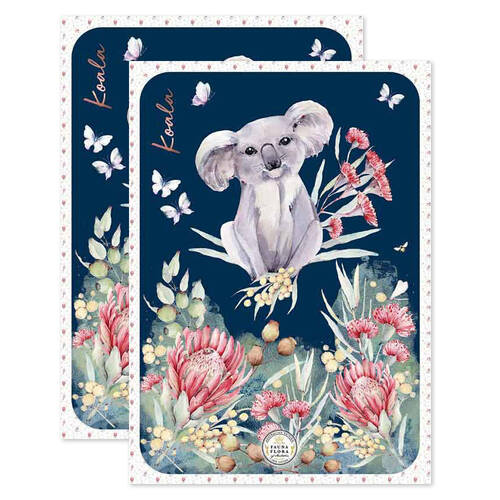 2PK LMD Koala Kitchen Tea Towel Cotton 50x70cm Rectangle