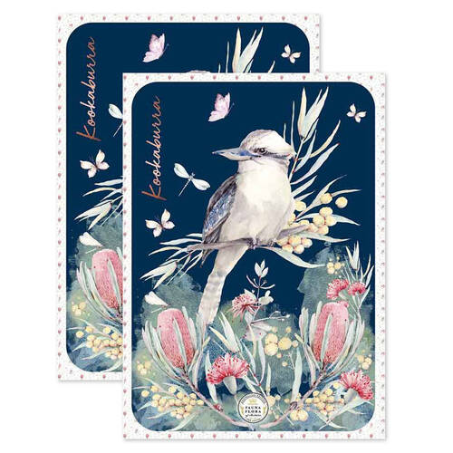 2PK LMD Kookaburra Kitchen Tea Towel Cotton 50x70cm Rectangle