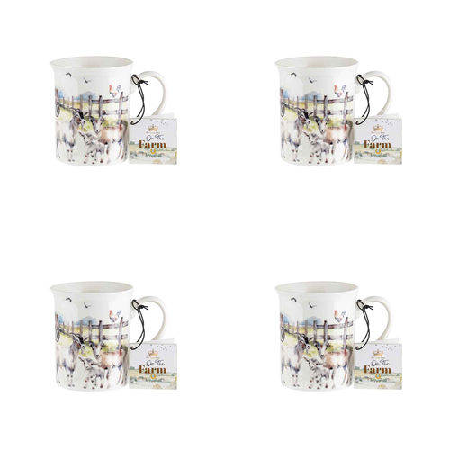 4PK On The Farm Goat New Bone China 360ml Coffee Mug Drinkware