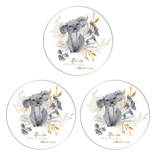 3PK LMD Koala Ceramic Surface Protector Round 25cm - Black/White
