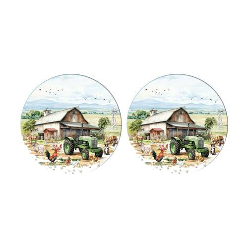 2PK LMD Country Life Ceramic Surface Protector Round 25cm - Old Tractor