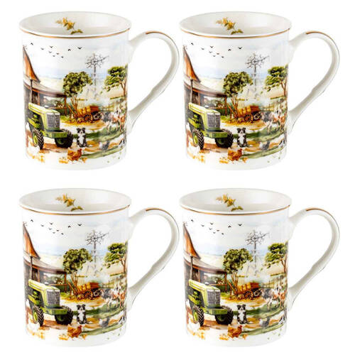 2x 2pc LMD Country Life New Bone China Coffee Mug 360ml