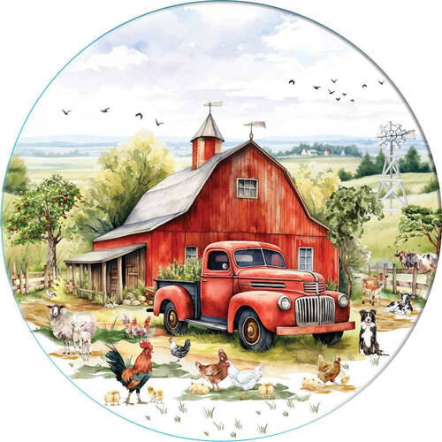 LMD Country Life Ceramic Surface Protector Round 25cm - Red Truck