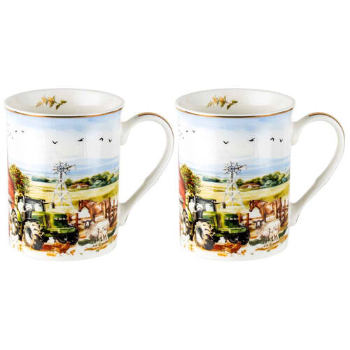 2pc LMD Country Life Ceramic Coffee Mug Drinkware 360ml