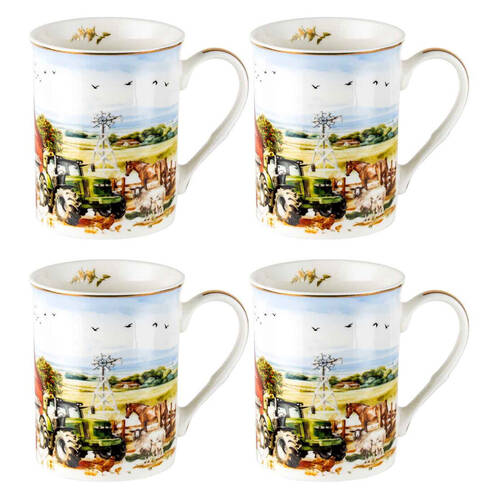 2x 2pc LMD Country Life Ceramic Coffee Mug Drinkware 360ml