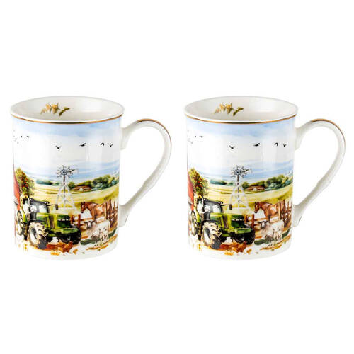 2PK LMD Country Life New Bone China Coffee Mug Drinkware 360ml