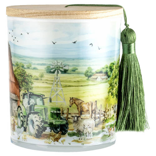 LMD Country Life Glass Candle w/ Tassel/Lid Home Decor 300g - Farm Animals