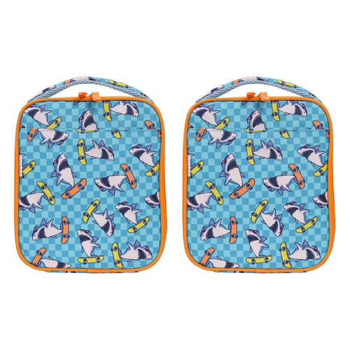 2PK Splosh Out & About Shark Kids/Children Insulated Lunch Bag 21x25cm Blue