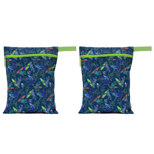 2PK Splosh Out & About Dino Waterproof Kids/Children Wet Bag 40x30cm Blue