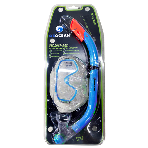 2pc Oz Ocean Shelly Kids Swimming Mask & Snorkel Set - Blue