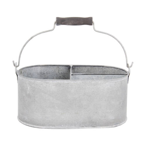 Esschert Design Kitchen Aged Zinc Compartment Box w/ Handle Indoor Decor 29.4cm
