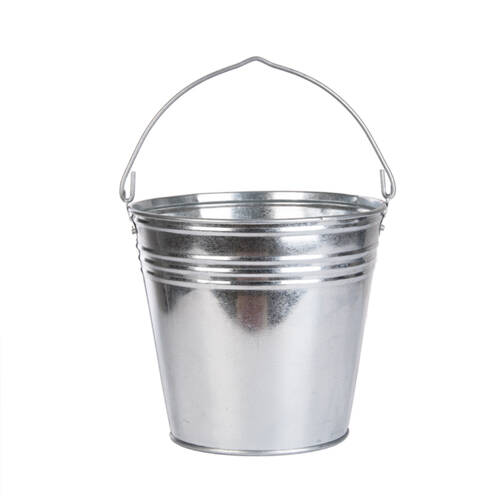 Esschert Design Zinc Metal Bucket Outdoor Garden Container 9.1L Silver